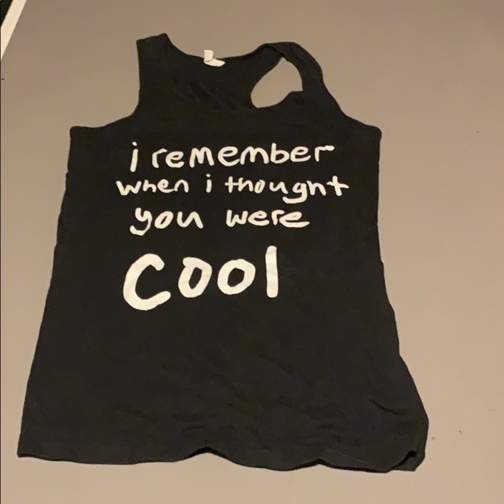 Black graphic racerback tank top